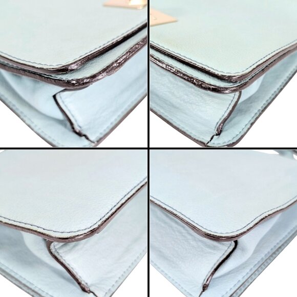 Kate Spade Bright Carlyle Light BlueLeather Turn Lock Flap Satchel Crossbody - Picture 5 of 9